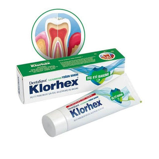 klorhex toothpaste tube 75 ml, close up of klorhex toothpaste for gum care Klorhex Toothpaste - Gum Care | 75 ml Klorhex Toothpaste for Gum Care - 75ml klorhex, toothpaste, gum-care, oral-health, adult-toothpaste, toothpaste-75ml, plaque-control, dental-care, fresh-breath, ai-generated