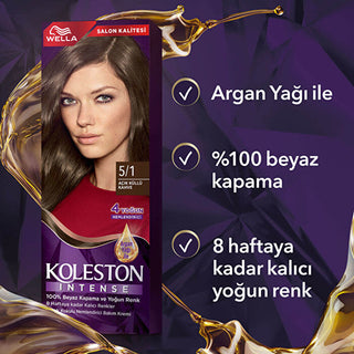 Wella Koleston Intense Hair Color 5/1 Light Ash Brown - 100% Gray Coverage | 50ml