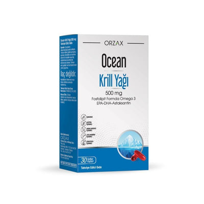 Orzax Ocean Krill Oil 500 mg - Phospholipid Omega-3 Supplement with Astaxanthin for Heart Health & Cognitive Function Su