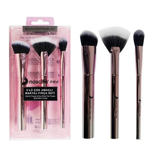 Nascita 3-Piece Makeup Brush Set - Metallic Multi-Purpose Contour, Duo Fibre & Highlighter Brushes for Beauty Enthusiasts Nascita 3-Piece Makeup Brush Set - Metallic Multi-Purpose Brushes makeup brush set, multi-purpose makeup brushes, contour brush, duo fibre fan brush, metallic makeup brushes, beauty essentials, makeup tools, contouring, highlighting, beauty enthusiasts, cosmetic brushes