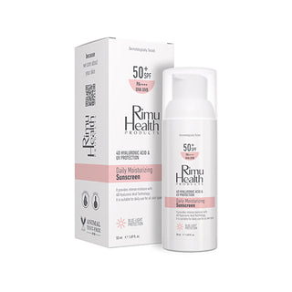 Rimu Health Hyaluronic Acid Daily Sunscreen - SPF UVA/UVB Protection, Lightweight, Moisturizing, Sensitive Skin - 50ml Rimu Health Hyaluronic Acid Sunscreen - Daily UVA/UVB Protection sunscreen, hyaluronic acid sunscreen, daily sunscreen, sun protection, UVA protection, sunscreen for sensitive skin, moisturizing sunscreen, ceramide sunscreen, broad spectrum sunscreen, lightweight sunscreen, Rimu Health, skin care, face sunscreen, body sunscreen, dry skin, sensitive skin, all skin types, hydration, moisturiz