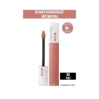maybelline new york super stay matte ink 60 poet lipstick, maybelline super stay matte ink applicator and lipstick swatch Maybelline New York Super Stay Matte Ink - 60 Poet | 16 Hour Wear Maybelline Super Stay Matte Ink - 60 Poet maybelline, liquid-lipstick, long-lasting, matte-finish, makeup-enthusiasts, young-adults, lip-color, beauty, ai-generated, lipstick