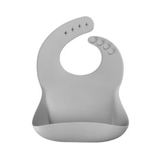 oi oi silicone bib grey front, oi oi silicone bib grey side, oi oi silicone bib grey in use Oioi Silicone Bib - Basic Grey | 6 Months+ Oioi Silicone Bib - Grey silicone-bib, baby-feeding, parenting, mess-free-mealtime, baby-products, easy-clean, soft-material, fine-motor-skills, oioi, ai-generated