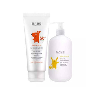 Babe Pediatric Sun Lotion for Babies and Children SPF50+ 100ml + Pediatric Shower Gel 100ml Set