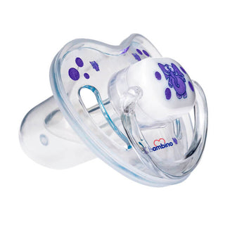 Bambino Flamed Pacifier 0-6 Months - Purple - Elephant Pattern