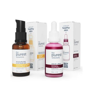 The Purest Solutions Skincare Set - Anti-Aging, Vitamin C Serum & Exfoliating Facial Peeling for Uneven Skin Tone The Purest Solutions Skincare Set - Anti-Aging & Brightening Skincare Set, Vitamin C Serum, Exfoliating Facial Peeling, Anti-aging skincare, Skin tone evening, Uneven skin tone, Dull skin, Revitalizing skincare, Hyaluronic Acid, Ferulic Acid, Tasmannia Lanceolata Fruit Extract, Brightening serum, Exfoliating peeling, Anti-aging benefits, Skincare routine, Glowing skin, Radiant complexion