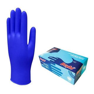 Beybi Latex Powdered Blue Examination Gloves Medium