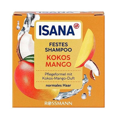 Isana Solid Shampoo Bar: Coconut Mango Scent, Organic & Plastic-Free - Sustainable Hair Care for Shine, Volume & Tropica