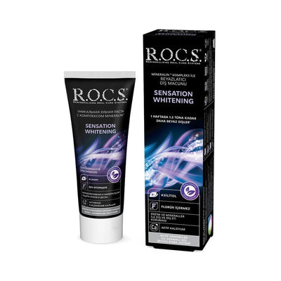 ROCS Whitening Toothpaste for Adults - Natural, Fluoride-Free Oral Care with Active Granules