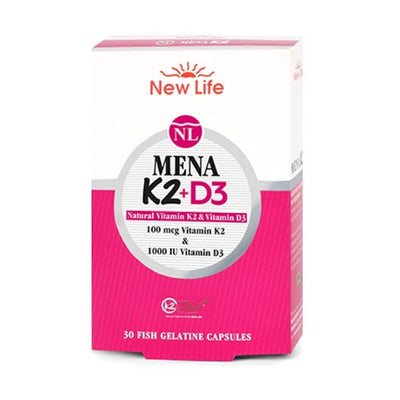New Life Mena K2+D3 Vitamin Supplement - 30 Capsules, Bone Health & Immune Support