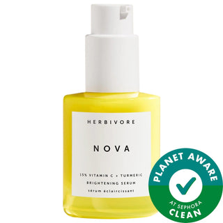 Herbivore Nova: 15% Vitamin C + Turmeric Brightening Serum - Visibly Improve Dark Spots, Even Skin Tone - Vegan & Cruelty-Free Herbivore Nova: Vitamin C Serum for Dark Spots & Bright Skin Vitamin C serum, Brightening serum, Dark spot treatment, Hyperpigmentation serum, Turmeric serum, Vegan skincare, Cruelty-free skincare, Natural skincare, Even skin tone serum, Arbutin serum, Vitamin C, Turmeric, Arbutin, dark spots, hyperpigmentation, even skin tone, radiant skin, vegan, cruelty-free, natural, skincare, b