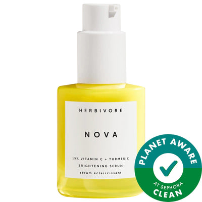 Herbivore Nova: 15% Vitamin C + Turmeric Brightening Serum - Visibly Improve Dark Spots, Even Skin Tone - Vegan & Cruelt