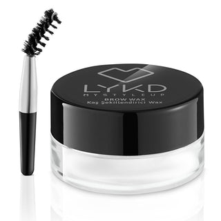 lykd brow shaping wax transparent 999, picking up product with brush, packed brows with finishing wax LYKD Brow Shaping Wax 999 Transparent - Long-lasting Hold for Makeup Enthusiasts and Beauty Professionals | 0.35 fl oz LYKD Brow Shaping Wax - Transparent Formula lykd, brow-shaping-wax, transparent-wax, makeup-tools, beauty-products, makeup-enthusiasts, beauty-professionals, long-lasting-hold, eye-makeup, ai-generated