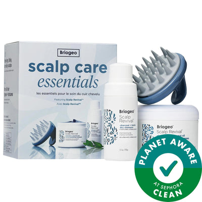 Briogeo Scalp Revival Scalp Care Essentials Kit - Vegan Hair Care Set with Micro-Exfoliating Shampoo, Dry Shampoo, Scalp