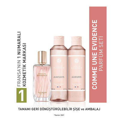 Comme une Evidence Luxury Fragrance & Bath Set - Premium EDP 50ml, Body Lotion, and Shower Gel for Long-Lasting Scent an