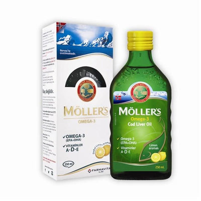 Möller's Mšller's Cod Liver Oil Supplement, Lemon Flavored - 8.45 fl oz - Rich in Omega-3, Vitamins A, D, E