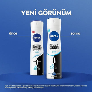 Nivea Women's Deodorant Spray - Black & White Invisible Pure, 72Hr Anti-Perspirant Protection, Long Lasting Odor Protection for Women Nivea Women's Deodorant Spray - 72Hr Protection women's deodorant spray, anti-perspirant deodorant, long-lasting deodorant, Nivea Black & White Invisible Pure, odor protection for women, feminine hygiene, personal care, anti-perspirant protection, sweat protection, body odor control, clothing-friendly deodorant, gentle deodorant, sensitive skin deodorant