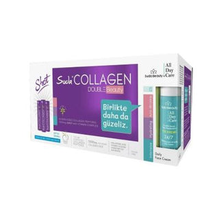 Suda Collagen Double Beauty Shot, Suda All Day Care Cream 50ml, Suda Collagen Double Beauty Shot Package Suda Collagen Double Beauty Shot - Daily Collagen Formula | 30 Shots + 50ml Cream Suda Collagen Double Beauty Shot Gift Set suda, collagen-shot, beauty-set, anti-aging, daily-supplement, skincare, moisturizer, gift-set, healthy-skin, ai-generated