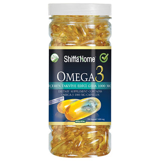 Shiffa Home Omega-3 Dietary Supplement - 200 Capsules, 1000mg Each | Halal Certified, Triglyceride Form for Heart & Brain Health Shiffa Home Omega-3 Supplement - 200 Capsules | Heart & Brain Health Omega-3 supplement, Fish oil capsules, Dietary supplement, Halal certified omega-3, Triglyceride form omega-3, Heart health supplement, Brain health supplement, Omega-3 fatty acids, EPA, DHA, Purified fish oil, Halal certified, Dietary supplements for heart health, Brain function support, Cognitive health supplem