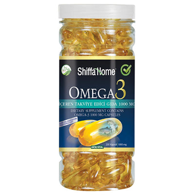 Shiffa Home Omega-3 Dietary Supplement - 200 Capsules, 1000mg Each | Halal Certified, Triglyceride Form for Heart & Brai