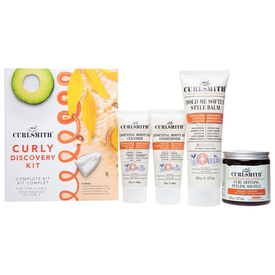 Curly Discovery Kit: Enhance & Define Type 3 Curls - Moisturizing Shampoo, Conditioner, Cream Balm & Styling Gel - Frizz
