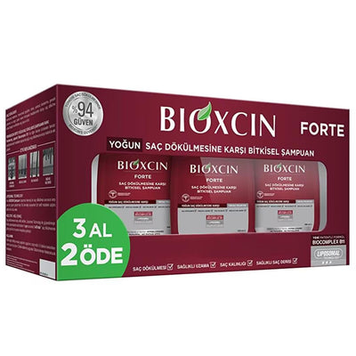 Bioxcin Forte Herbal Anti Hair Loss Shampoo Set - 3x300ml - Natural Hair Growth, Strengthens Follicles & Nourishes Scalp