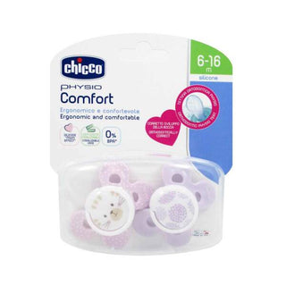 Chicco Pacifier Physio Comfort Girl 2 Pack Silicone 6-16 Months