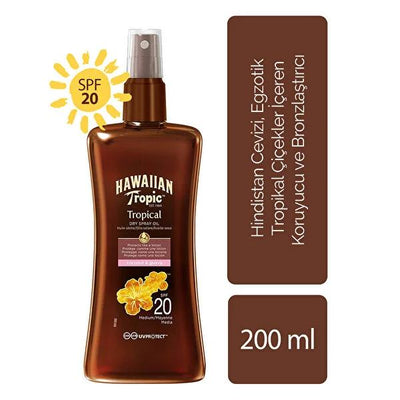 Hawaiian Tropic Sunscreen Spray SPF 20 - Moisturizing & Bronzing Coconut & Guava Formula, 6.76 fl oz