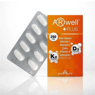 Arwell Immune Support Supplement - Boosts Immune System with Beta Glukan, Vitamin C, D, Zinc - Dietary Supplement for Ad