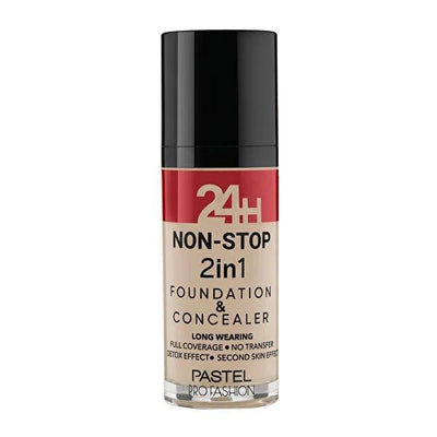 Pastel Profashion 2in1 Foundation Concealer: 24H Non-Stop, High Coverage, Vegan & Cruelty-Free Flawless Complexion (Shad