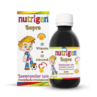 Nutrigen Supra Multivitamin Syrup for Children - 200ml Orange Flavored Vitamin & Mineral Supplement Nutrigen Supra Multivitamin Syrup for Kids - 200ml Multivitamin syrup for children, Nutrigen Supra Şurup, Pediatric vitamin supplement, Children's health nutrition, Vitamins and minerals for kids, Orange flavored multivitamin, Liquid vitamin supplement for kids, Nutrigen Supra, Child nutrition supplement, Vitamin D3 for kids, Vitamin K2 for children, Multivitamin for picky eaters