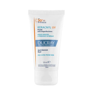 Ducray Keracnyl UV SPF50+ Anti-Blemish Fluid - Advanced Sun Protection for Acne-Prone Skin Ducray Keracnyl UV SPF50+ Anti-Blemish Fluid - Acne-Prone Skin Sunscreen anti-blemish sunscreen, SPF50+ sun protection, acne-prone skin care, Ducray Keracnyl, UVA and UVB protection, acne care, blemish care, sun protection for oily skin, non-comedogenic sunscreen, Myrtacine, Celastrol, skincare for acne, daily sun protection, outdoor skincare