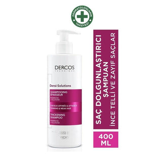 vichy dercos densi-solution shampoo 400ml bottle view, vichy dercos densi-solution shampoo close up Vichy Dercos Densi-Solution Shampoo - Hair Thickening | 400 ml Vichy Dercos Densi-Solution Shampoo | 400 ml vichy, hair-thickening-shampoo, fine-hair-solution, hair-growth, scalp-care, dercos, shampoo, beauty, ai-generated, hair-care