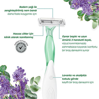 Bic Women's Razors - Soleil Escape 3-Blade Disposable Razors for Women with Lavender & Eucalyptus Scent Bic Women's Razors - 3-Blade Disposable with Lavender & Eucalyptus Women's Razors, Spa-inspired Shaving, Sensitive Skin Shaving, Disposable Razors for Women, Scented Shaving Products, Lavender Shaving Products, Eucalyptus Scented Razors, Comfortable Shaving, Smooth Shaving Experience, Personal Care, Shaving Essentials, Women's Grooming, Bic Razors