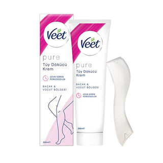 veet pure hair removal cream for normal skin 200ml - front view, veet pure hair removal cream 200ml - application spatula, veet hair removal cream texture Veet Pure Hair Removal Cream for Normal Skin - Smooth Texture | 200 ml Veet Pure Hair Removal Cream - Normal Skin 200ml veet, hair-removal-cream, smooth-skin, women-products, ammonia-free, gentle-formula, hair-removal, personal-care, skin-care, ai-generated