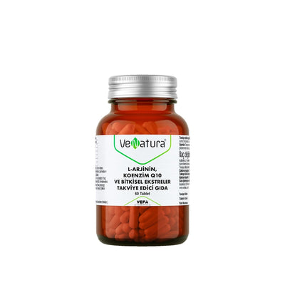 VeNatura L-Arginine Dietary Supplement with Coenzyme Q10 & Herbal Extracts - 60 Tablets for Heart Health & Energy Suppor