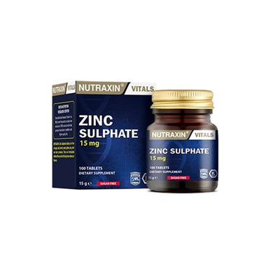 Nutraxin Zinc Supplement: 15mg Zinc Sulphate Tablets for Daily Immune Support (100 Count)