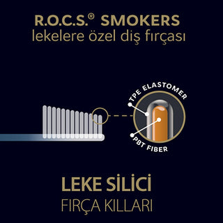 Rocs Stain Removal Toothbrush for Smokers, Coffee & Tea Drinkers - Whitening, Angled Head, Elastic Bristles Rocs Stain Removal Toothbrush - Whiten Teeth From Coffee & Smoking stain removal toothbrush, smokers toothbrush, coffee stain toothbrush, tea stain toothbrush, teeth whitening toothbrush, toothbrush for smokers, toothbrush for coffee drinkers, elastic bristle toothbrush, angled toothbrush head, TPE elastomer toothbrush, toothbrush, stain removal, smokers, coffee drinkers, tea drinkers, teeth whitening