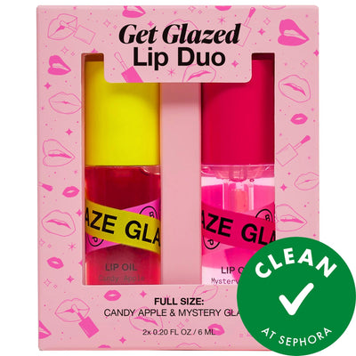 iNNBEAUTY PROJECT Get Glazed Lip Duo - Vegan, Cruelty-Free Lip Gloss Oil Hybrid Set with Plumping Complex