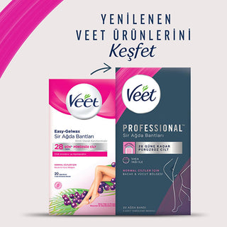 Veet Profesyonel Wax Strips for Hair Removal - Easy Gelwax Technology for Smooth Skin up to 28 Days - Normal Skin, 20 Strips Veet Wax Strips for Smooth Skin - 20 Strips hair removal wax strips, Veet wax strips, normal skin hair removal, easy gelwax technology, body hair removal for women, waxing, hair removal, beauty, personal care, grooming, Veet Profesyonel