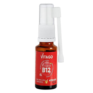 Vitago Vitamin B12 Spray: Fast Absorbing Methylcobalamin B12 Supplement for Energy, Immune Support & Fatigue Reduction - Sublingual, Sugar & Gluten-Free Vitago B12 Spray: Energy & Immune Support - Methylcobalamin Vitamin B12 Spray, Methylcobalamin B12, Sublingual B12, Vitamin B12 supplement, B12 for energy, B12 and B6 vitamins, B12 for fatigue, Fast absorbing B12, Vitamin B12, Methylcobalamin, Sublingual, Energy, Immune Support, Fatigue Reduction, Sugar-free, Gluten-free, Coloring-free, liquid supplement, B