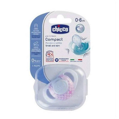 Chicco Physio Compact Silicone Baby Pacifier: Orthodontic Soother for Newborns & Infants (0-6 Months) - Supports Healthy