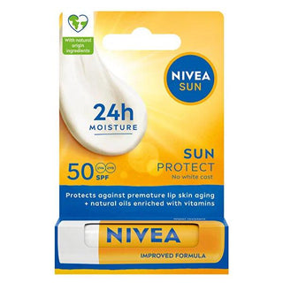 NIVEA Lip Care with SPF50 - Moisturizing Lip Balm for Dry Lips, Water-Resistant Sun Protection NIVEA Lip Care SPF50 - Best Moisturizing Lip Balm Lip balm with SPF, Moisturizing lip care, Sun protection for lips, SPF50 lip balm, NIVEA lip care product, Lip care, Sun protection, Moisturizing, Water-resistant, Vitamin C, Vitamin E, Shea Butter, Dermatologically approved, Outdoor activities, Daily lip care, Sensitive skin friendly