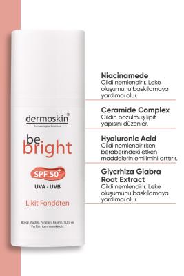 dermoskin be bright spf50+ liquid foundation medium 33ml bottle, dermoskin be bright foundation application on skin Dermoskin Be Bright SPF50+ Liquid Foundation - Medium | 33ml Dermoskin Be Bright Liquid Foundation SPF50+ | Medium 33ml foundation, sp50, liquid-foundation, makeup, beauty, skincare, dermoskin, cosmetic, moisturizing, ai-generated