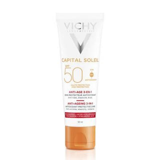 Vichy Capital Soleil SPF 50 Anti-Age Sunscreen: High Protection, Fights Aging, Vitamin C, Water Resistant - 50ml Vichy SPF 50 Anti-Age Sunscreen: High Protection & Youthful Skin SPF 50 anti-age sunscreen, SPF 50 sunscreen, Vichy sunscreen, sunscreen for aging skin, high protection sunscreen, sunscreen with vitamin C, anti-aging sun protection, water resistant sunscreen, sensitive skin sunscreen, sunscreen SPF 50, broad spectrum sunscreen, sunscreen, anti-aging, sun protection, vitamin C, water resistant, se