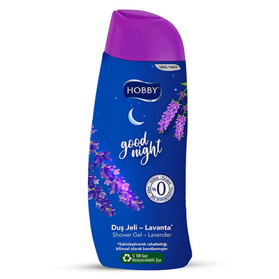 Hobby Good Night Lavanta Shower Gel - Relaxing Lavender Scented Body Wash for Stress Relief, pH Balanced Cleanser, 15.22