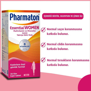 Pharmaton Essential Women Multivitamin Supplement for Women's Health - Daily ...