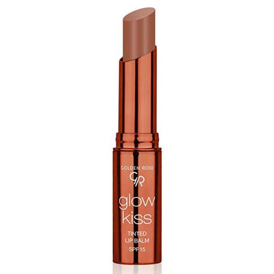 Golden Rose Glow Kiss: Hydrating Tinted Lip Balm SPF 15 - Choco Cake Flavor, Vegan Shea Butter & Hyaluronic Acid for Nat