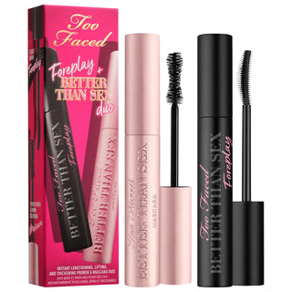 Too Faced Foreplay + Better Than Sex Primer & Mascara Duo - Lengthening, Volumizing, Cruelty-Free Mascara Set Too Faced Mascara Duo - Lengthening & Volumizing mascara primer duo, lengthening mascara, volumizing mascara, cruelty-free cosmetics, paraben-free beauty products, Too Faced, beauty essentials, lash care, eye makeup, cosmetics for sensitive eyes, long-lasting mascara, vegan beauty products, makeup for special occasions