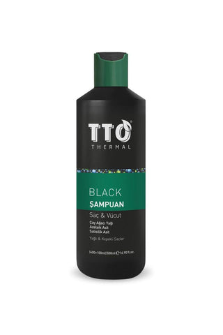 TTO Black Hair and Body Shampoo 500ml - Natural Multipurpose Cleanser for Simplified Routine